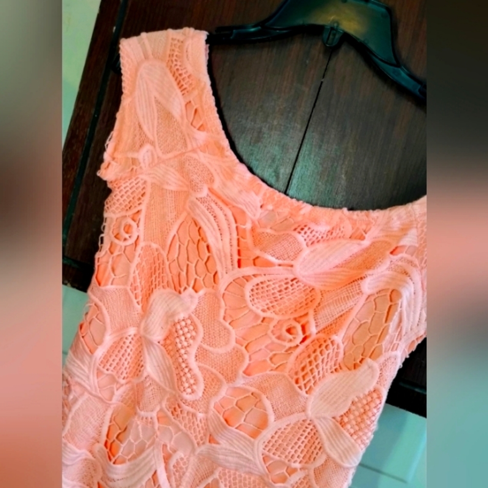 Express Peach Lace Romper